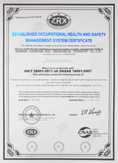 Passed 18001 certification