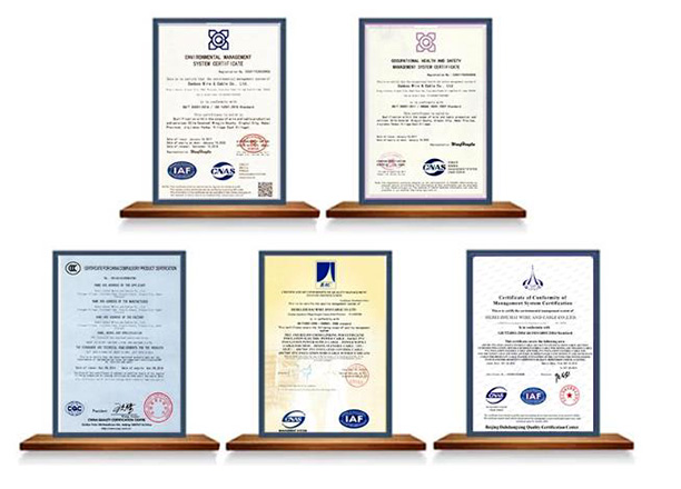 certificates of CHAL's aluminIum products