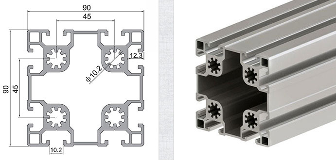 90 Series T Slot Aluminium Extrusion