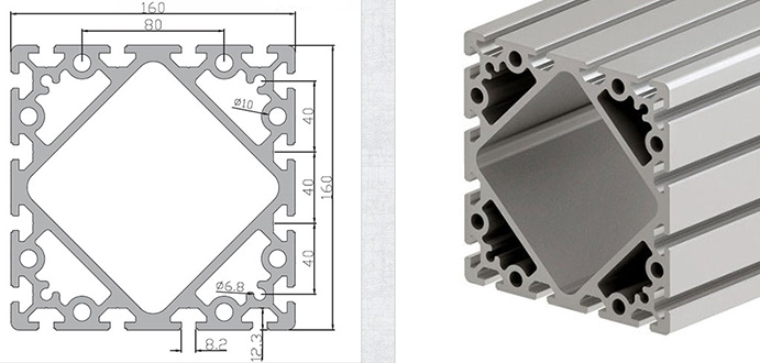 160 Series T Slot Aluminium Extrusion