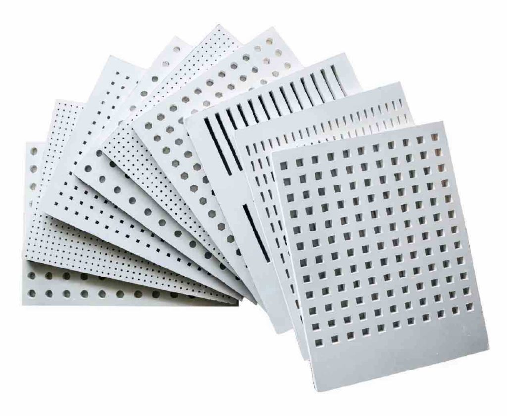 different apertures of perforated aluminium plates