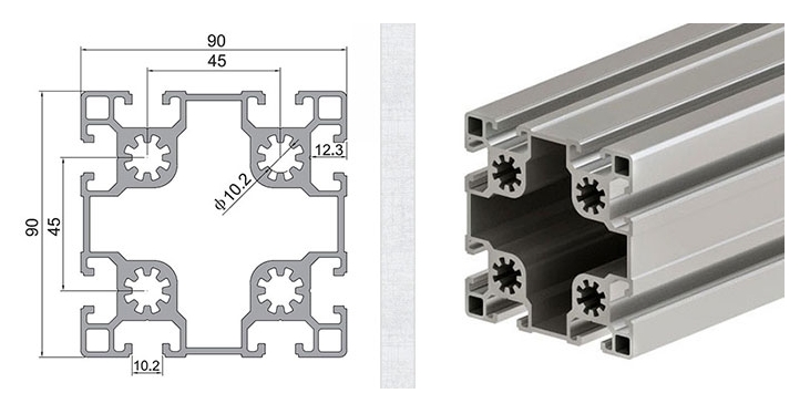Dimensioni in alluminio con scanalatura a T
