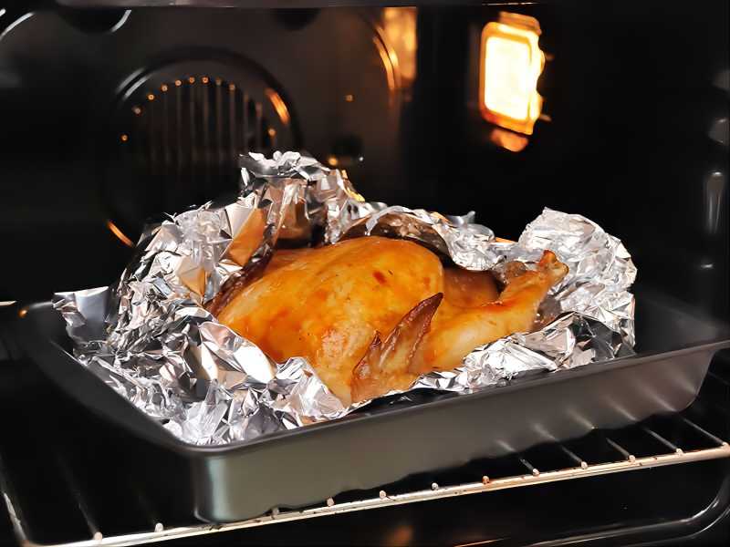 aluminum foil for Whole roasted chicken in the oven