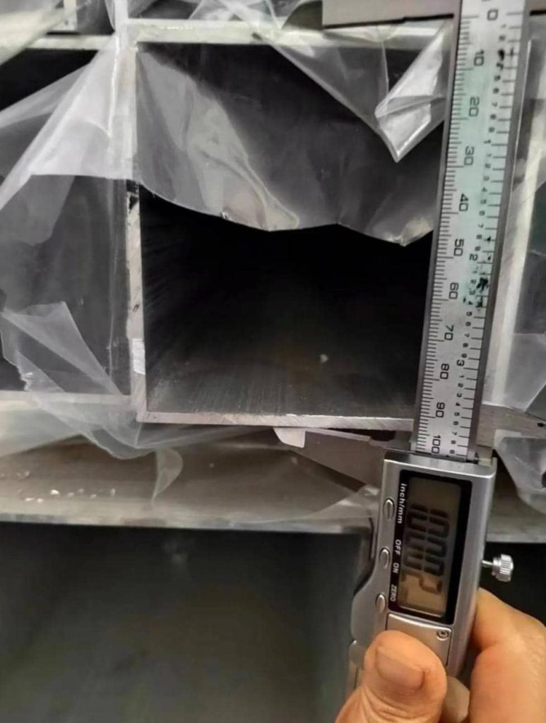 Aluminum square tube measurement