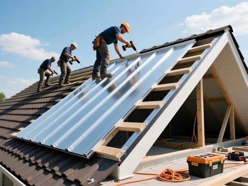 aluminium roofing sheet install