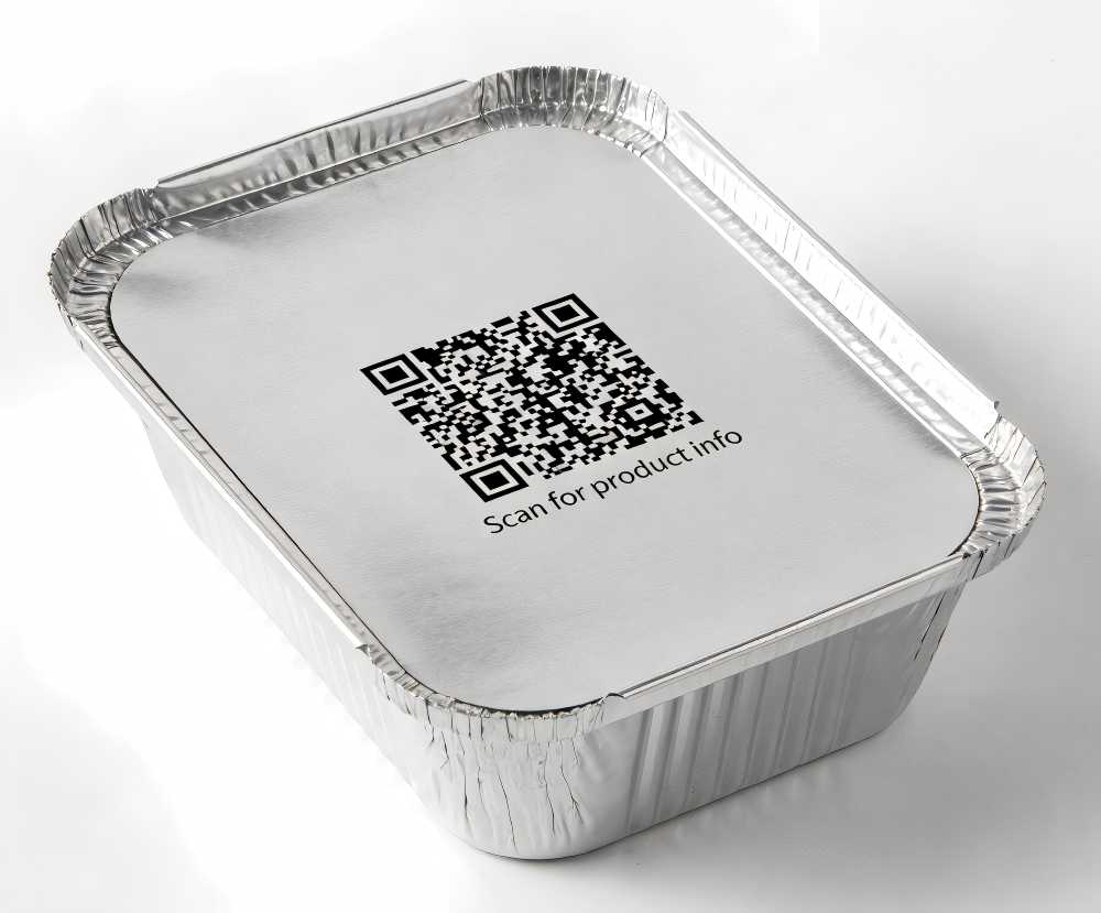 Aluminum foil food container with QR Code for Smart Packaging