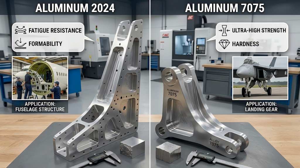 2024 vs 7075 Aluminum CNC machined parts in Aerospace