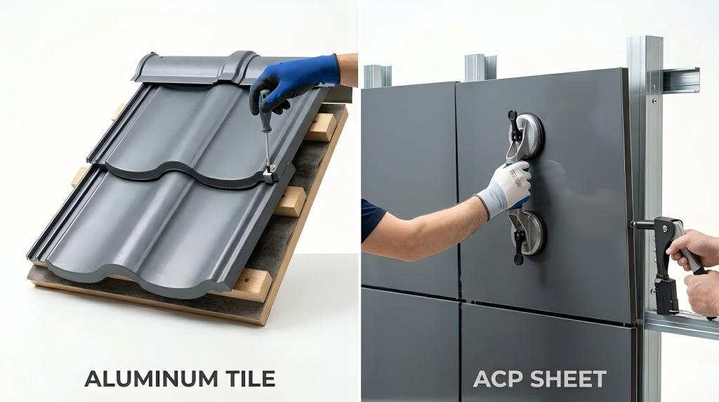 installation of Aluminum Tile vs ACP Sheet